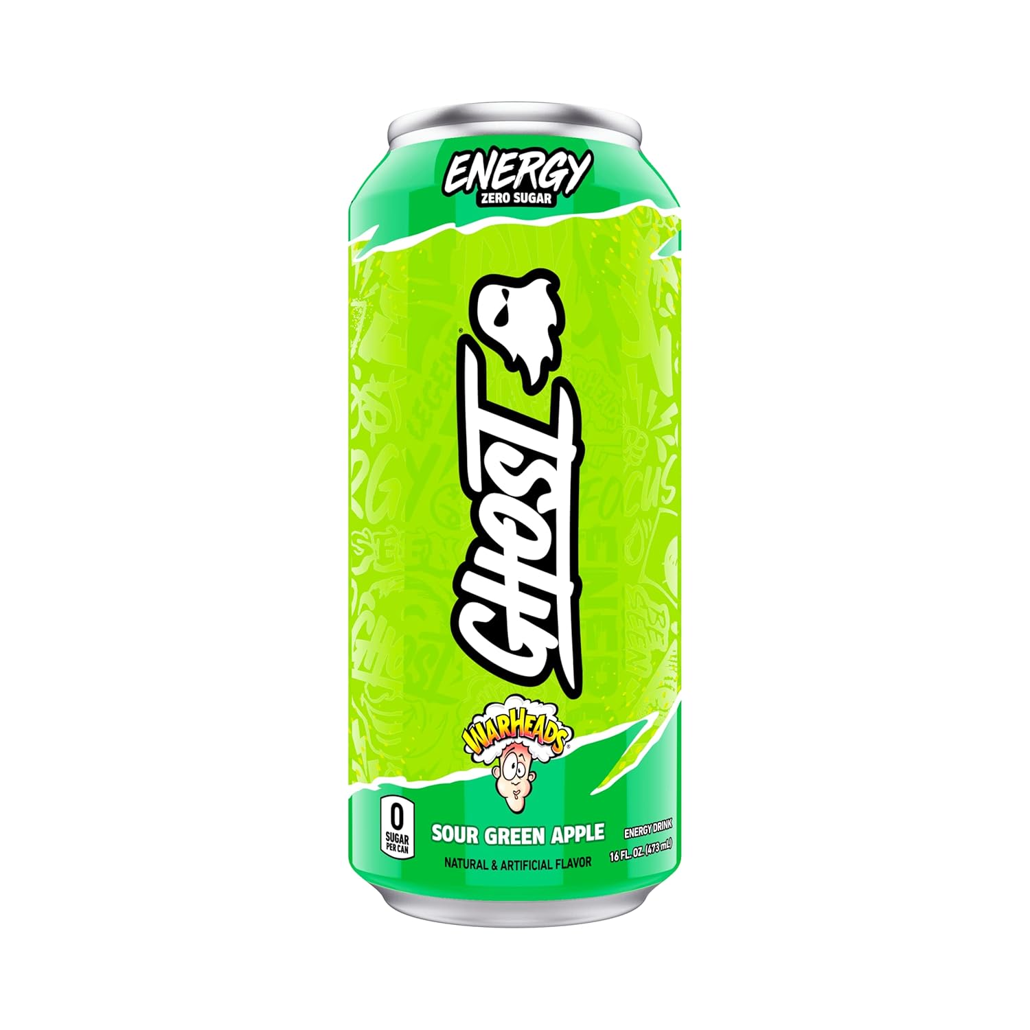 GHOST Energy Drink - Single Can, Warheads Sour Green Apple 16oz: 16 oz, Quantity 11, EC $10.8, USD $4, Buy All Price USD $44