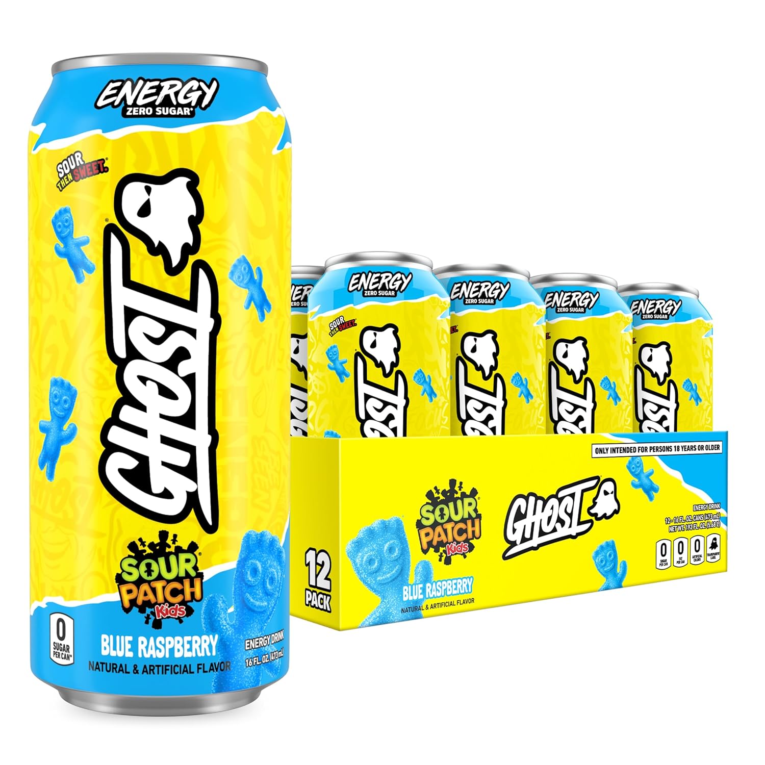 GHOST Energy Drink - Sour Patch Kids Blue Raspberry,: 16 oz, Quantity 12, EC $10.8, USD $4, Buy All Price USD $48