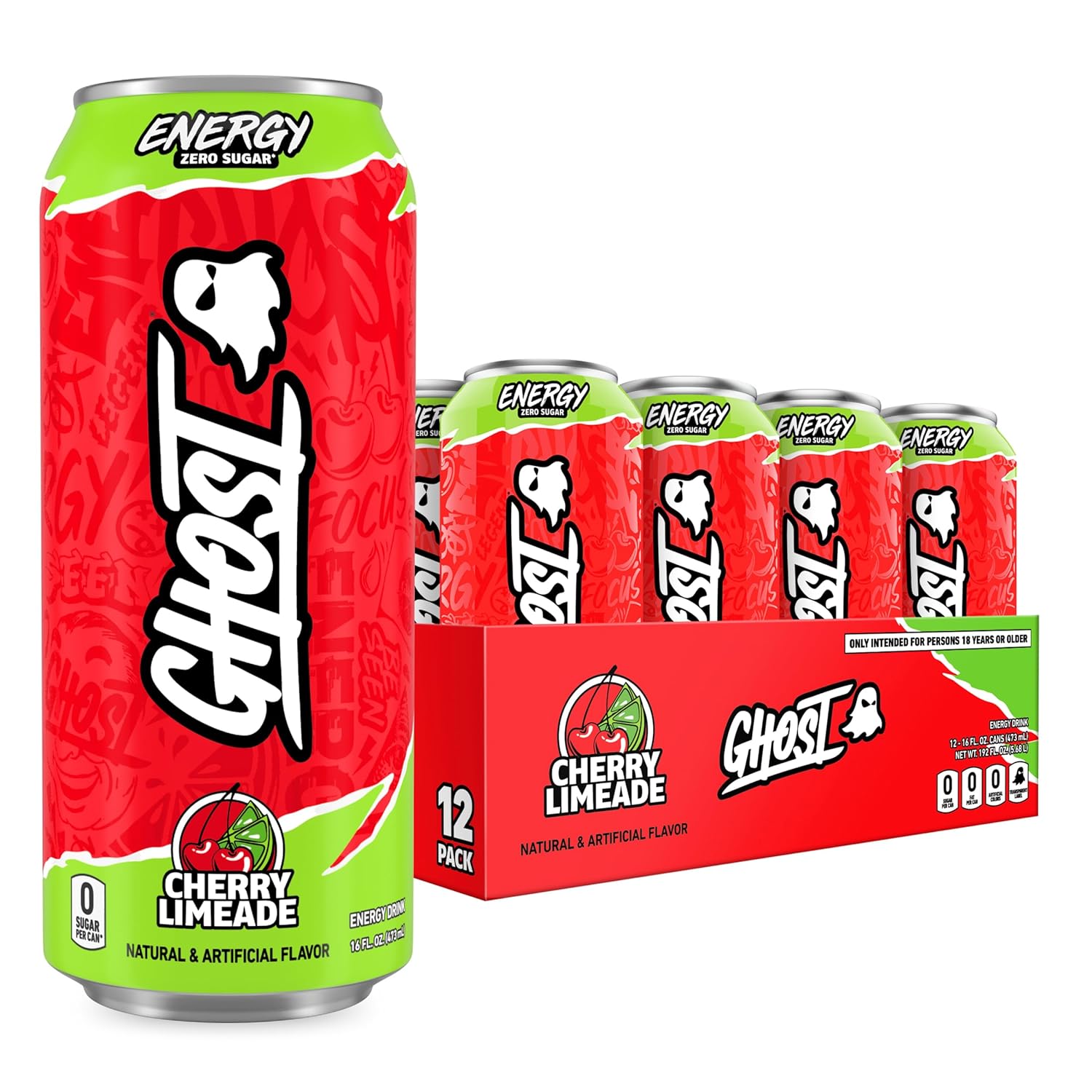 GHOST Energy Drink -  Cherry Limeade: 16 oz, Quantity 23, EC $10.8, USD $4, Buy All Price USD $92