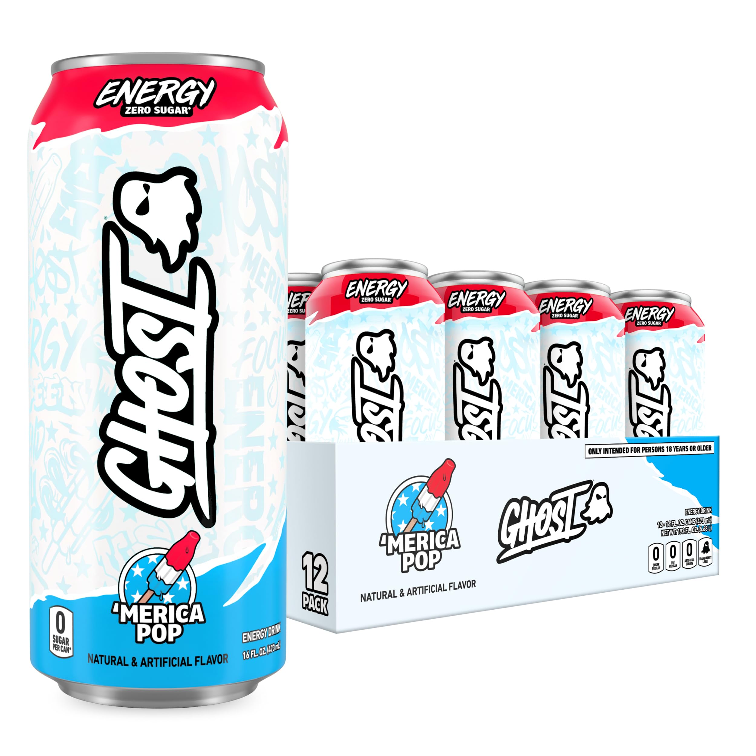 GHOST Energy Drink  'Merica Pop: 16 oz, Quantity 11, EC $10.8, USD $4, Buy All Price USD $44